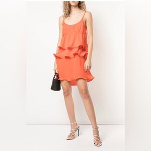 Orange ruffle detail dress from SIES MARJAN featuring spaghetti straps